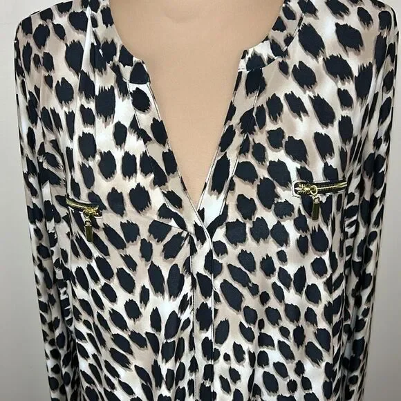 NWT International concepts leopard print, long sleeve shirt size 2X. - Picture 3 of 9